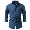 Cross-border American denim shirt for men, pure cotton no-iron solid color long-sleeved men's casual jacket, trendy men's clothing for foreign trade Item Picture